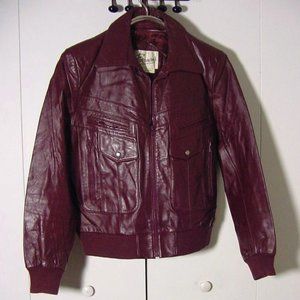 Vtg 80's Maroon Red Berman's Leather Jacket Sz 42